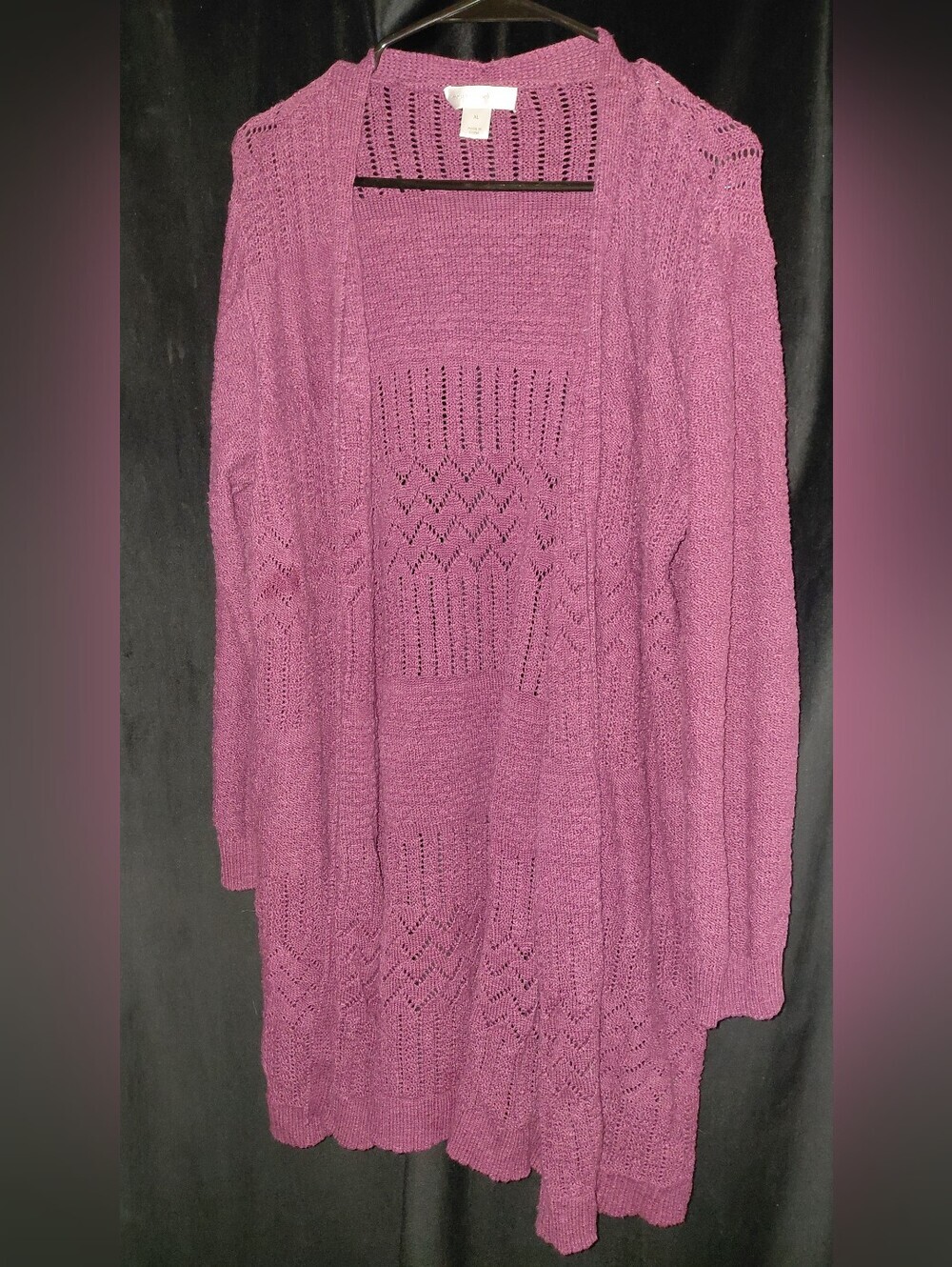 Christopher & Banks Open-Front Cardigan - Plum XL